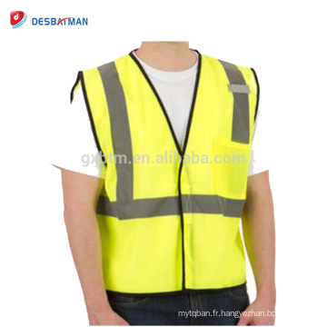 China Economy Factory Price High Visibility Mesh Safety Vest With 2 inch Reflective Tapes And Hook and Loop Front Closure